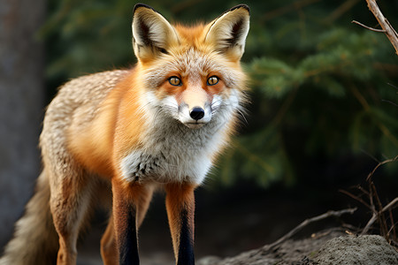 荒野中站立的狐狸高清图片
