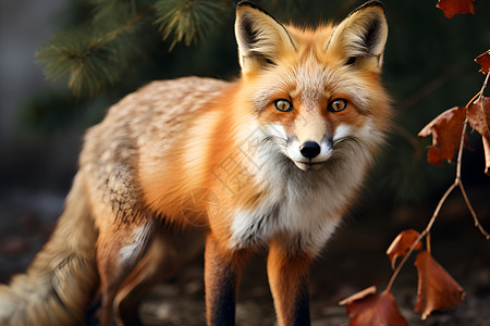 警惕性高野生动物的狐狸背景