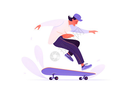扁平风的滑板少年背景图片