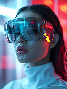 创新体验虚拟现实体验技术的高科技眼镜背景