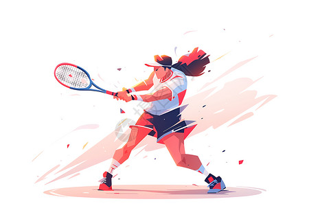 精准营销精准有力发球的网球手插画