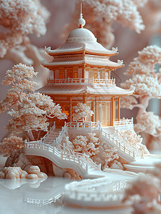 壮观中国古代建筑中国古代阁楼模型设计图片