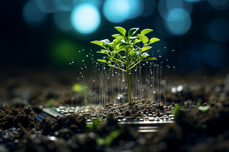 的电子植物幼苗背景图片