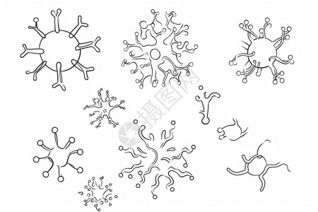 哟哟生物哟学研究的病毒细胞插画