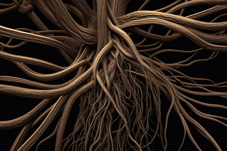摸脉甘草植物扭曲的根脉设计图片