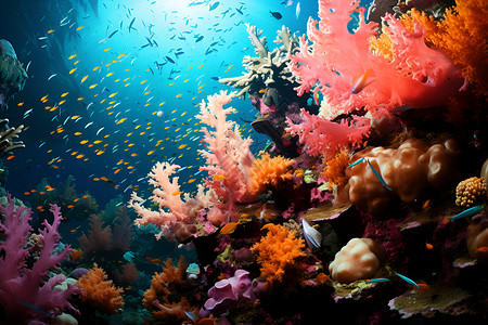 海底的珊瑚和鱼类背景图片