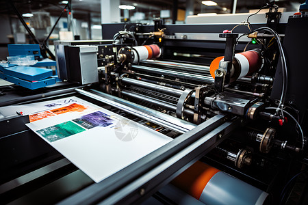 打印室工厂内的印刷机器背景