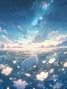 草地上的白熊背景图片