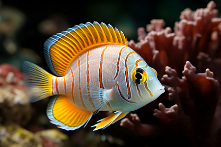 珊瑚礁上的彩虹鱼背景图片