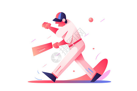 棒球选手强打出击的板球选手插图插画
