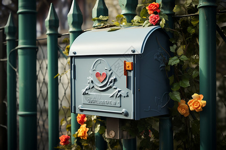 花园中的爱心邮箱背景图片