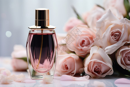 玫瑰香水与鲜花共舞背景图片