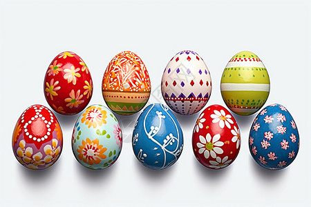 椭圆形花框彩绘的复活节彩蛋背景