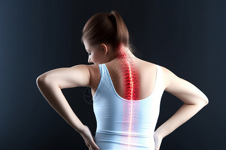 女士颈部和腰部疼痛高清图片