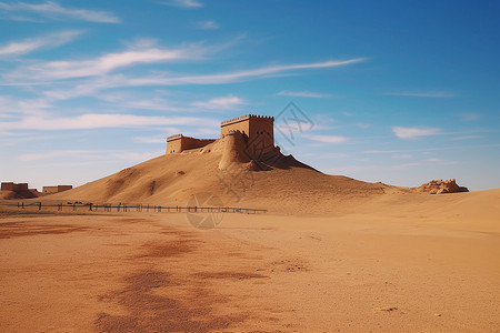 沙漠上的建筑背景图片