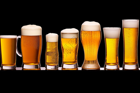 整齐排列的啤酒杯高清图片