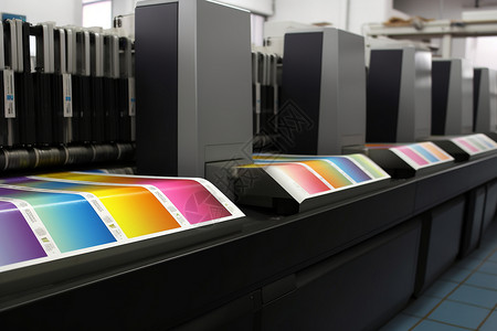 机器印刷运转中的印刷厂背景
