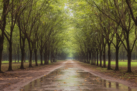 雨林中的橡胶园高清图片