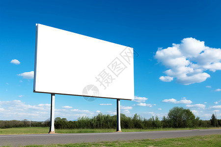 路边绿草上的空白广告牌背景图片