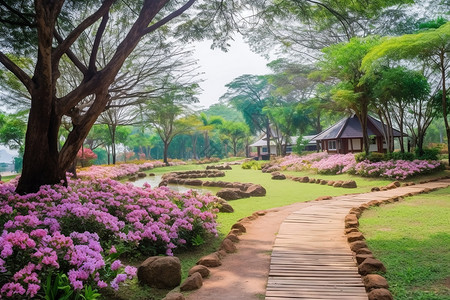 花园自然风景背景图片