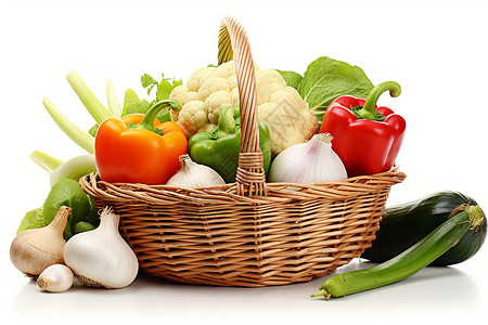 新鲜蔬菜篮健康的生活背景图片