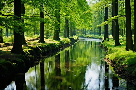 森林中的小河背景图片