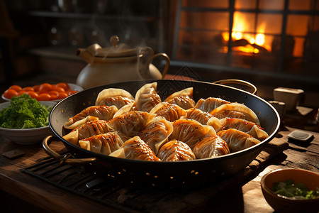 美味的饺子背景图片