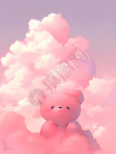 粉色的熊和云朵背景图片