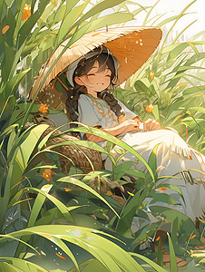 草丛中的女孩背景图片