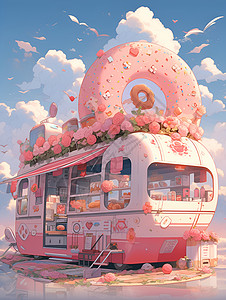 甜甜圈巴士背景图片