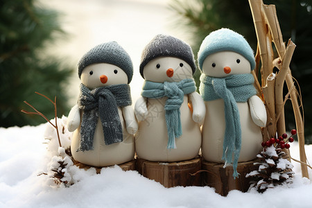 三个可爱的雪人背景图片
