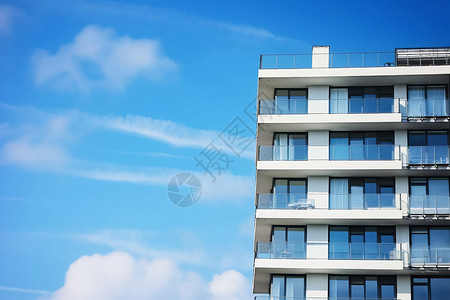 天空背景下的建筑楼房背景图片