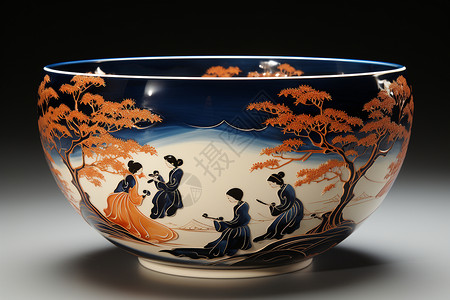绘画的瓷器瓷碗背景图片