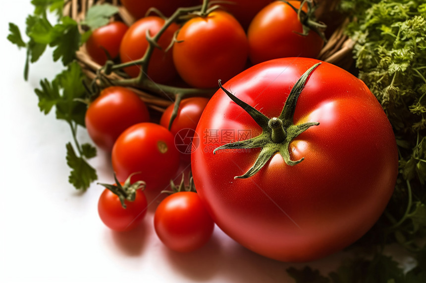 桌面上新鲜的番茄图片