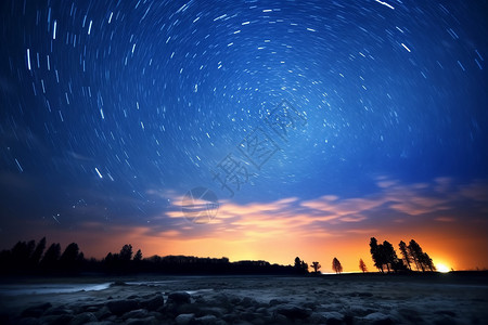 星空中的夜晚奇景背景图片