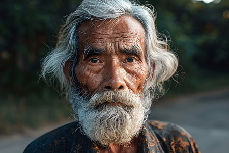 满脸胡须鬓白胡须的老年男人背景