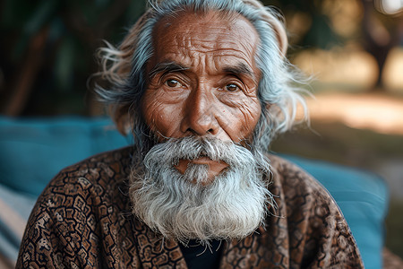 满脸胡须满脸皱纹的老年男人背景