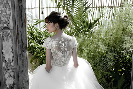 穿着婚纱的新娘背景图片