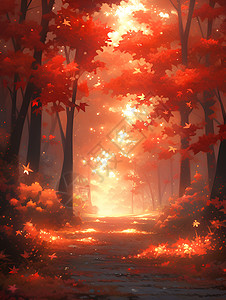 秋日的红叶风景背景图片