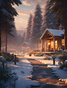 林中的小屋背景图片