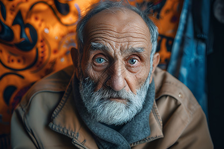 鬓白胡须的老年男子背景图片