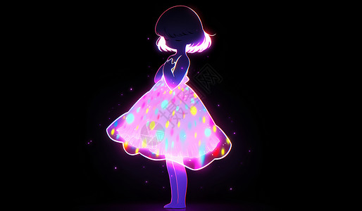 光影中的霓虹少女背景图片