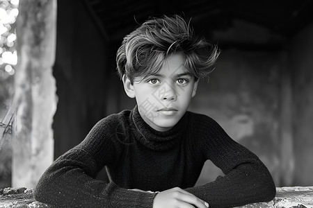 灰度照片素材灰度照片的外国小男孩背景