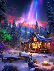 冰雪奇缘童话中的小屋背景图片