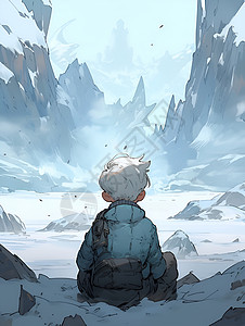 冰川中的小男孩插图背景图片