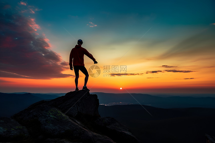 攀登山峰的男子图片