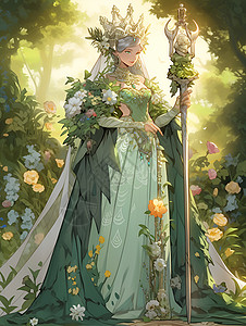 手持权杖的花园女王背景图片
