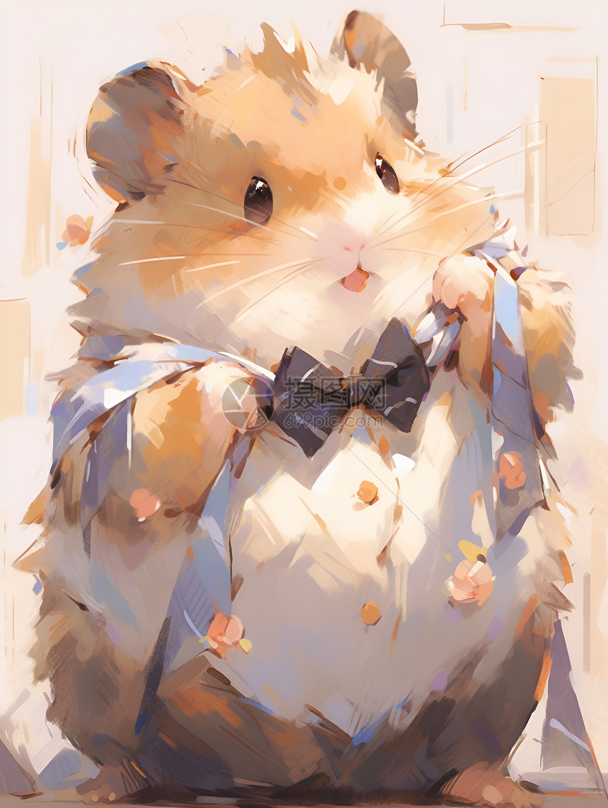 可爱戴领结的仓鼠图片