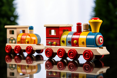 木质的儿童火车玩具背景图片