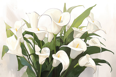 白色马蹄莲花插画高清图片